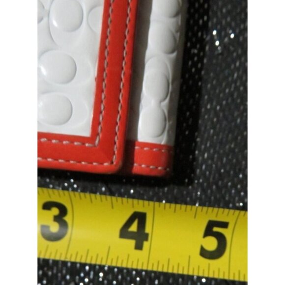 Coach 2004 Circa Embossed Logo White Patent Leather Bifold Wallet w/ Orange Trim - Picture 6 of 10